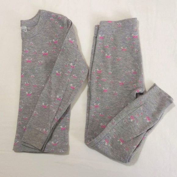 athletic works thermal waffle knit matching base layer pajamas set size XS girls - Picture 1 of 7